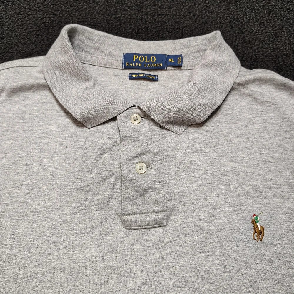 Polo Ralph Lauren Gray Pima Soft Touch Polo Cotton Shirt Mens Size XL